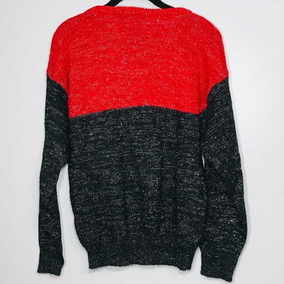 Vintage P’ Galli Red and Black Poinsettia Sweater - Picture 3 of 4